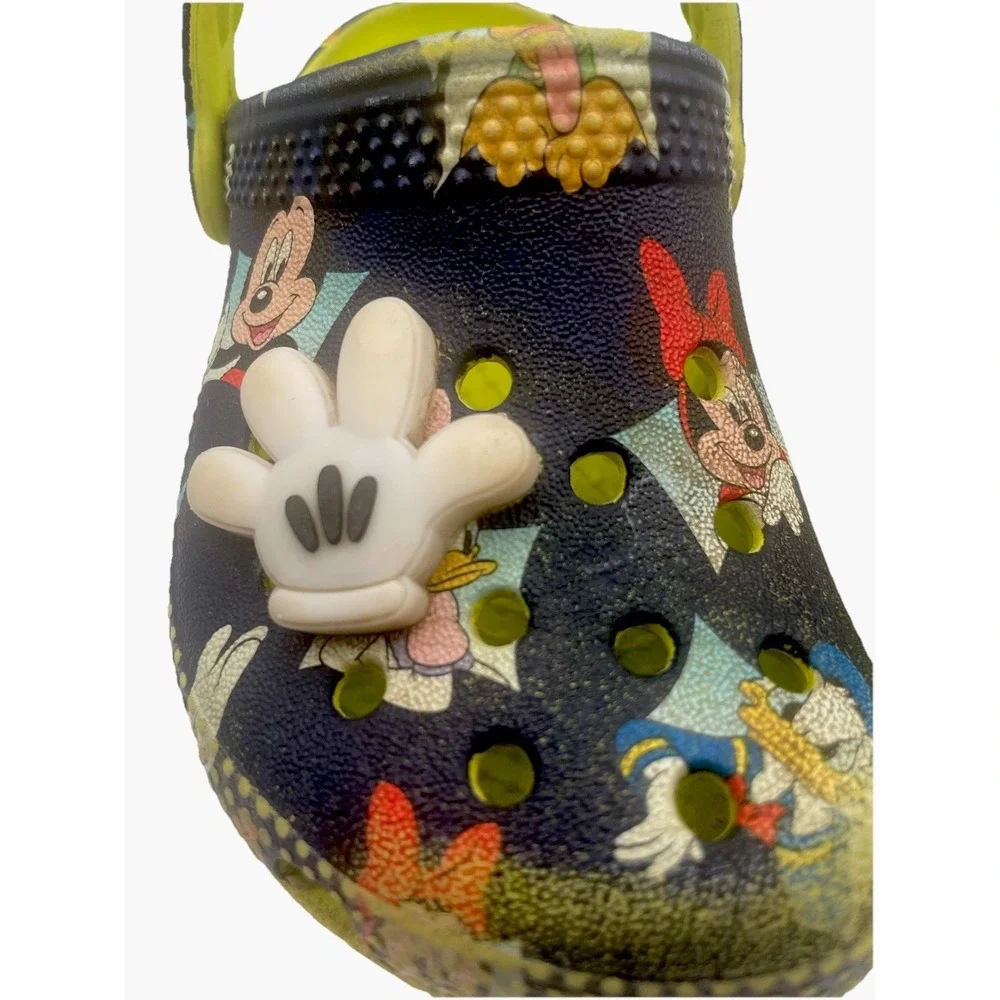 Disney Mickey Minnie Crocs Kids C8 Black‎ Lime Classic Clog Jibbitz Toddler